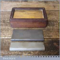 Pair Of Vintage Arkansas Lilly White Slip Stones In Mahogany Box