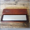 Vintage Norton Arkansas 8” x 2” Lilly White Natural Oil Stone In Mahogany Box