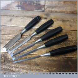 5 No: Stanley No: 5001 Carpenter’s Bevel Edge Chisels 1/4” - 1” Sharpened Honed