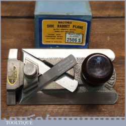 Vintage boxed Record No: 2506 side rabbet plane complete with fence, refurbished ready for use and in little used condition.