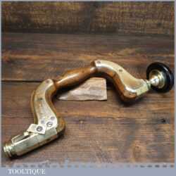 Rare Antique Robt. Marples 1857 Brass Plated Beechwood Brace Ebony Knob