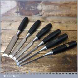 Vintage Set 6 No: Stanley No: 5001 Carpenter’s Bevel Edge Chisels - Sharpened Honed