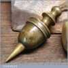 Antique Solid Brass Plumb Bob Complete With Wooden Spool & String