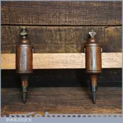 Unusual & Rare Antique Pair Wooden Trammel Points - Steel Tips & Brass Screws