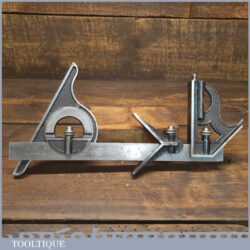 Vintage L.S.S. Starrett USA No: 4 Cast Steel Combination Square Protractor Centre Finder