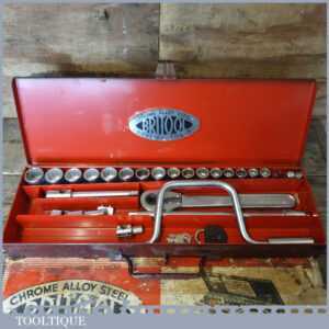Vintage Britool 26 Piece Hexagon Drive Whitworth Socket Set In Original Box