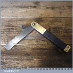 Unusual Antique Shipwright’s Ebony & Brass Sliding Bevel 5” Blade - Good Condition