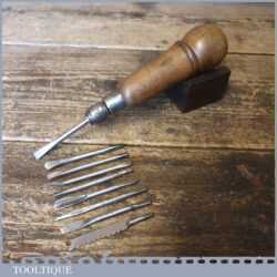 Vintage Beechwood & Steel Multi Tool With 9 Attachments - Good Condition