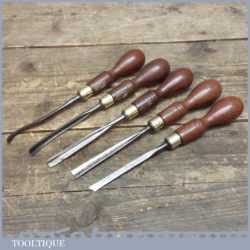 Vintage Set 5 Marples Carving Chisels With Various Shapes
