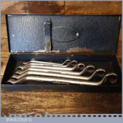 Vintage Set Of 6 No: King Dick Whitworth Ring Spanners In Original Metal Box