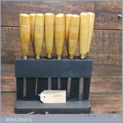 Vintage Racked Set 12 No: Matching J. B. Addis & Sons Vintage Wood Carving Chisels