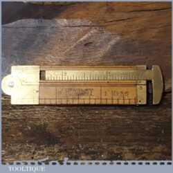 Rare Antique 6” Stanley USA No: 36 Boxwood Brass Folding Rule & Caliper - Good Condition