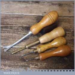 Vintage Collection Of Tools 2 No: bradawls 1 No: Pin Push & 1 Tack Lifter
