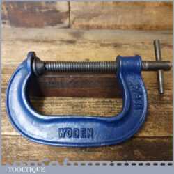 Vintage 4” Woden No: 126 woodworking ‘G’ clamp refurbished & in good used condition and ready for use