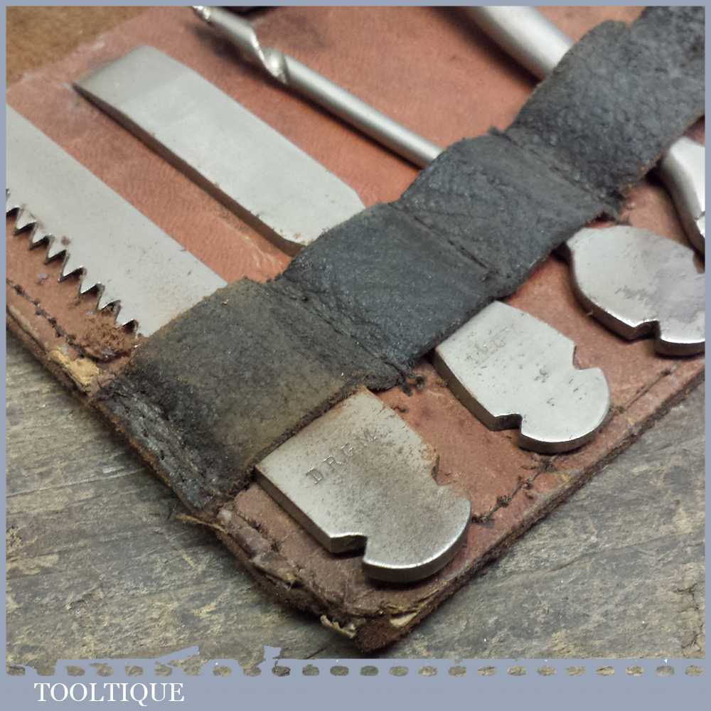 Vintage Multi Tool Set In Leather Wallet DRGM H Boker of Germany