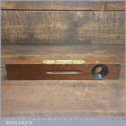 Vintage British 12” Mahogany & Brass Spirit Level Original Bubble - Good Condition