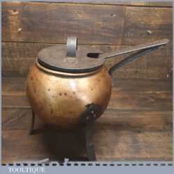 Delightful Antique Brass & Steel Glue Pot Probably French - Decorative Item