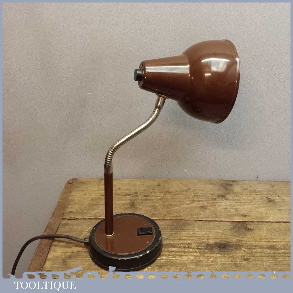 Vintage Gooseneck Retro Brown Side Lamp - Good Working Order