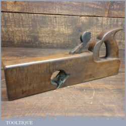 Antique 13 ½” Handled Beechwood Rabbet Plane Brass Sole - Good Condition