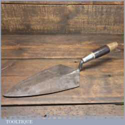 Vintage 10 ½” Bricklayers Trowel Leather Bound Beech Handle - Good Condition