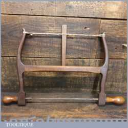 Elegant Antique Mahogany & Boxwood Bow Saw Sharpened Blade - Good Condition