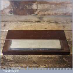 Vintage 8” x 2” Natural Washita Oil Stone Nice Mahogany Box - Lapped Flat