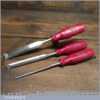 Scarce Vintage Set 3 Erik Anton Berg Sweden Carpenter’s Bevel Edge Chisels 1/4” - 3/4”
