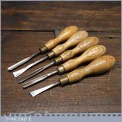 Vintage Set Of 5 No: Robert Sorby Wood Carving Chisels - Fully Refurbished