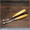 2 No: Vintage Pattern Makers ¼” + ½” Curved Flat Woodcarving Chisels - Fully Refurbished