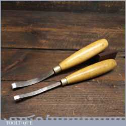 2 No: Vintage Pattern Makers ¼” + ½” Curved Flat Woodcarving Chisels - Fully Refurbished