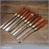Vintage Set 9 Marples Wood Carving Chisels Mahogany Handles - Fully Refurbished