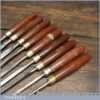 Vintage Set 9 Marples Wood Carving Chisels Mahogany Handles - Fully Refurbished