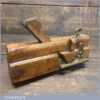 Antique Beechwood Moving Fillister Plane Dovetailed Boxwood Insert - Good Condition