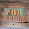 Set Of 9 Vintage Woodcarving Chisels In Canvas Roll - Refurbished Sharpened