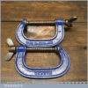 Vintage Pair Of 3” Record Woodworking G Clamps - Good Condition Ready To Use