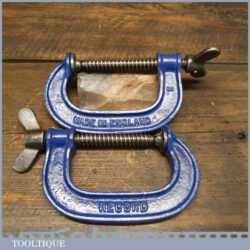 Vintage Pair Of 3” Record Woodworking G Clamps - Good Condition Ready To Use