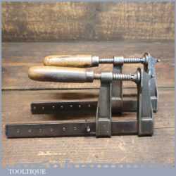 Pair Of Vintage Carpenters 8” F Clamps Pegged Holes - Good Condition