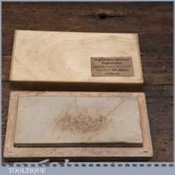 Vintage Arkansas 4” x 1 ½” Lily White Oil Stone Beechwood Box - Lapped flat