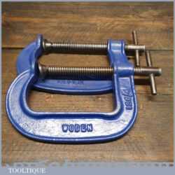 Vintage Pair Of No: 126/4 Woden 4” Woodworking G Clamps - Good Condition