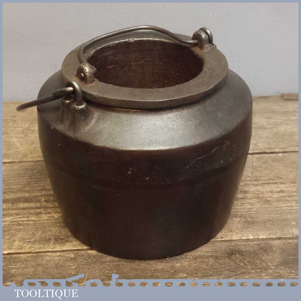 Large 2 Pint Antique Kenrick Cast Iron Heavy Glue Pot Tooltique