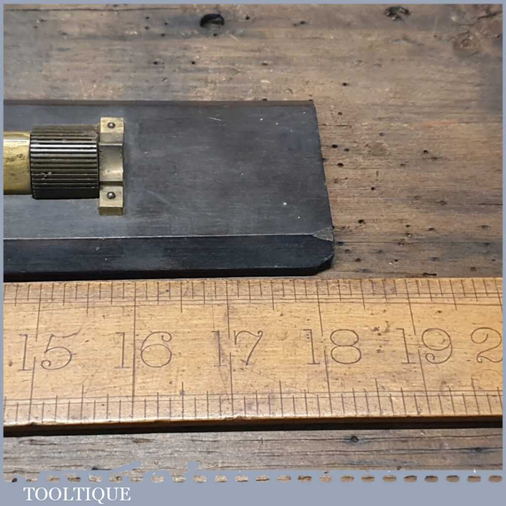 Nice Antique 18” Brass & Ebony Rolling Straight Edge Rule Good