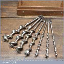 Vintage Boxed Ridgeway Set Of 7 No: Double Spur Screw Auger Bits - 5/16” – 1”