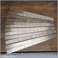 Rare Vintage Set 6 No: Chesterman 2ft Folding Imperial Contraction Steel Rulers - Little Used