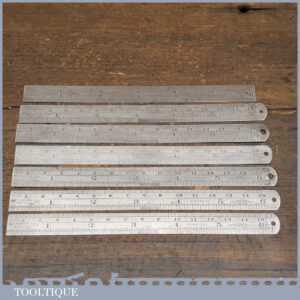 Rare Vintage Set 7 No: Chesterman 2ft Folding Metric & Imperial Contraction Steel Rulers