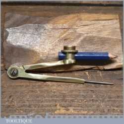 Vintage Helix Solid Brass 3 ¾” Steel Tipped Pencil Compass - Good Condition