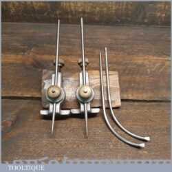 Vintage Pair Steel Brass Trammel Points - Extra Outside Caliper Attachments