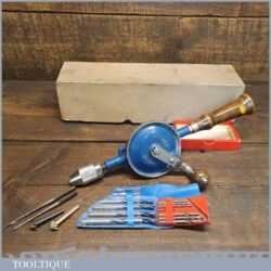 Vintage Boxed Record No: 123 Double Pinion Egg Beater Hand Drill - Assortment Bits