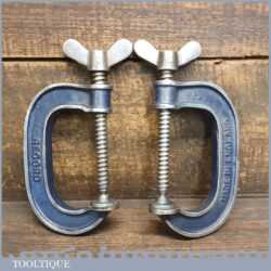 Vintage Pair Of Record 3” Woodworking G Clamps - Good Condition