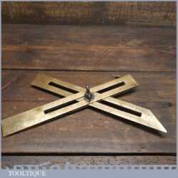 Interesting Vintage Patternmakers Solid Brass Sliding Bevel - Good Condition