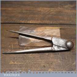 Antique Leatherworking 7” Cast Steel Box Jointed Square Leg Dividers - Good Condition